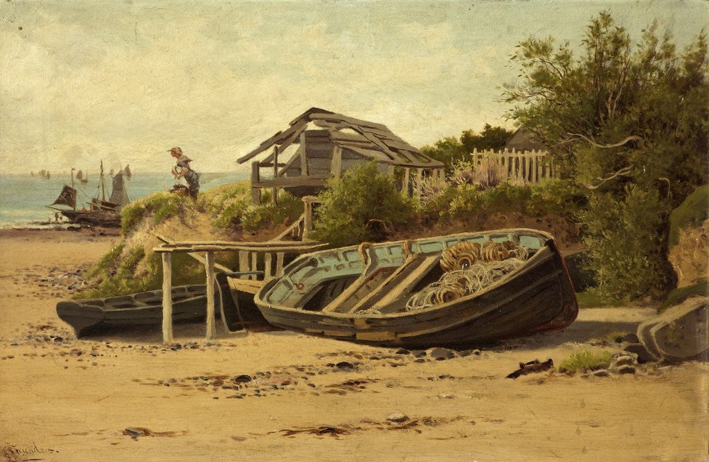 Detail of On the Cornish Coast by C. Saunders