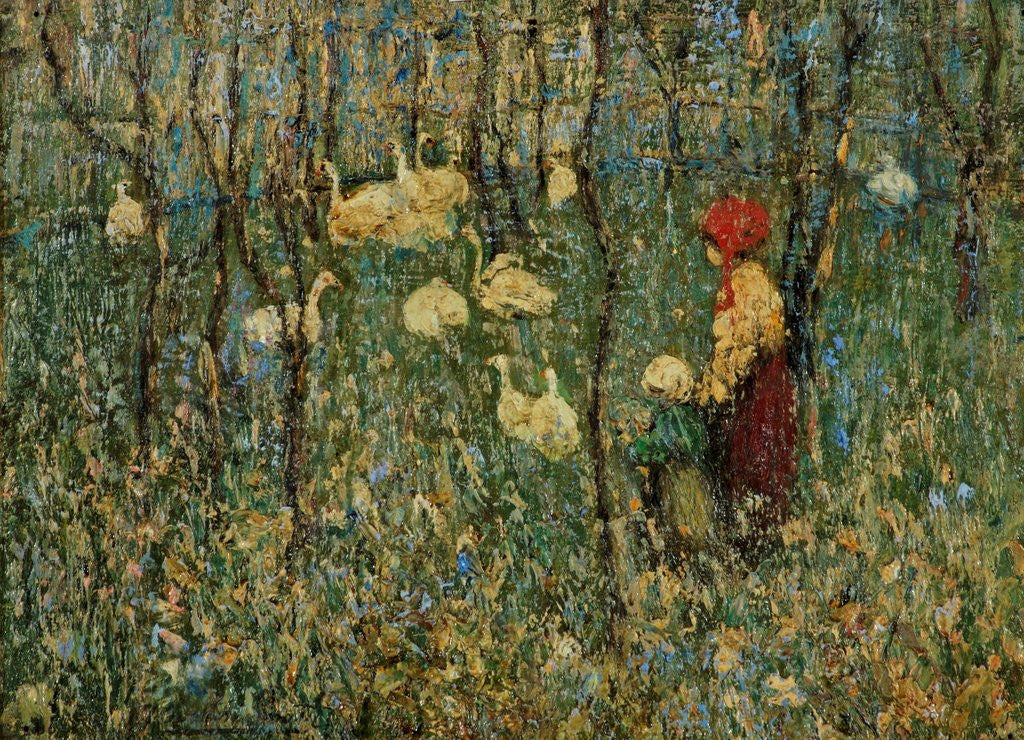 Detail of Landscape - Geese by A. Smith