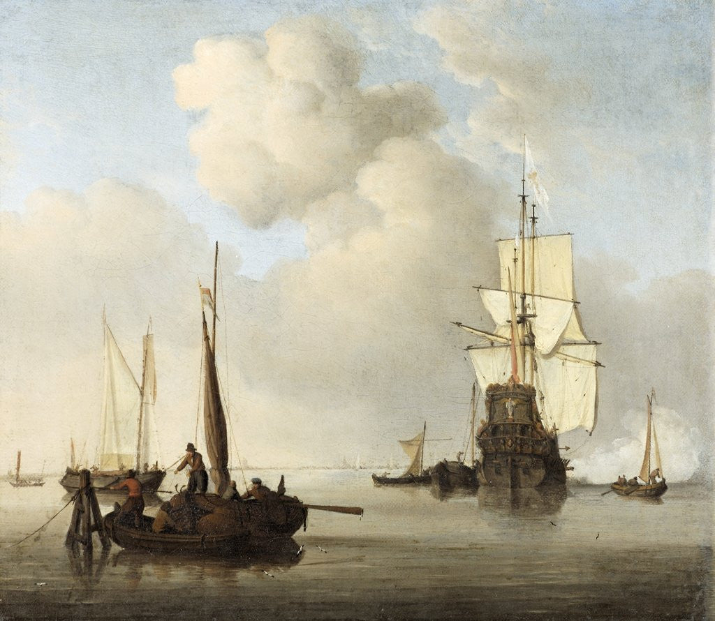 Detail of Shipping in a Calm by Willem Van de Velde the Younger