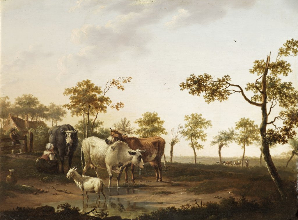 Detail of Cows and Goats in the Countryside by Dionys van Dongen