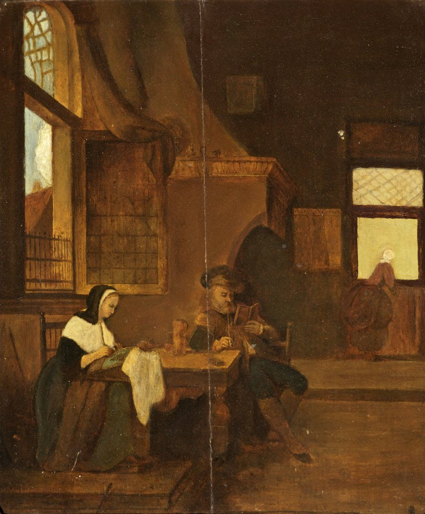Detail of A Dutch Interior in 1849 by Hubertus van Hove