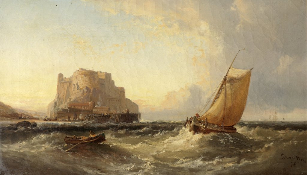 Detail of Off the Cornish Coast - St. Michael's Mount by James Webb