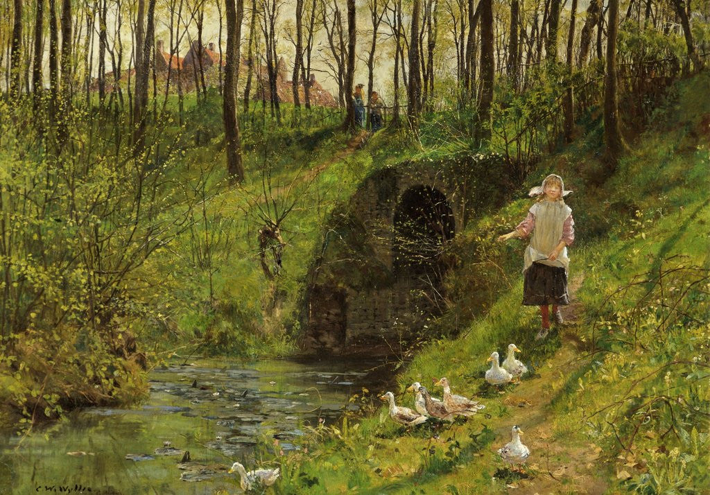 Detail of The Old Mill, Boulogne by Charles W. Wyllie