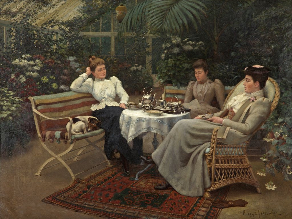 Detail of Tea in the Conservatory by Harry E.J. Browne