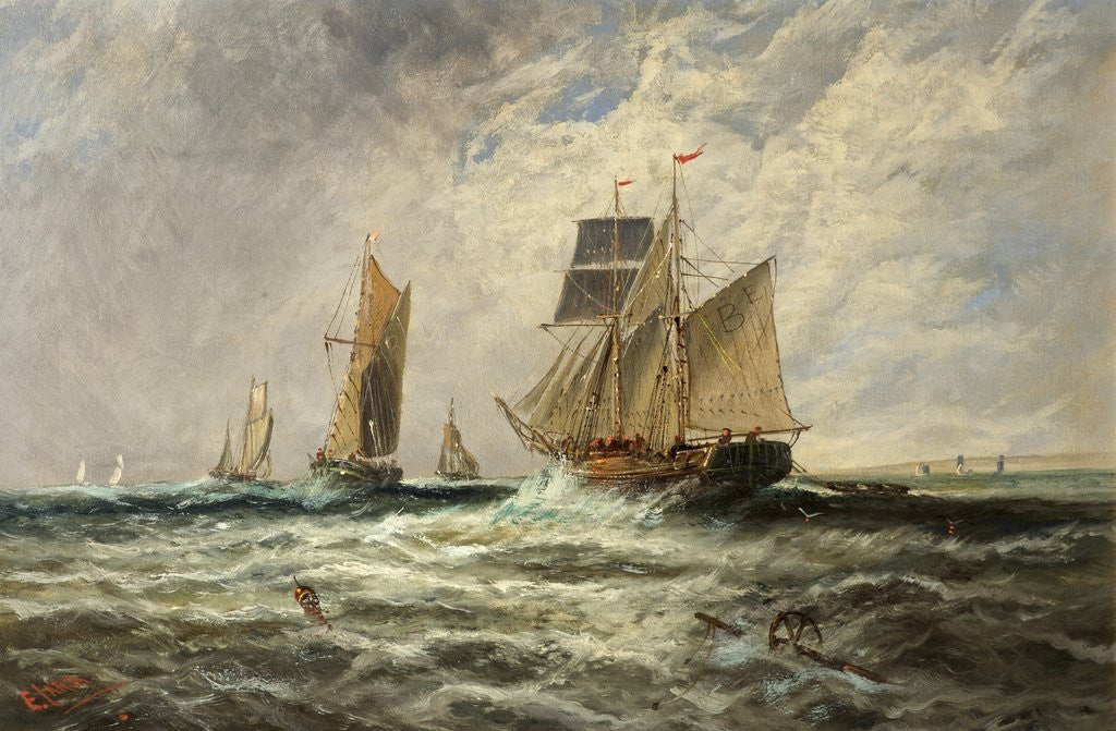 Detail of Shipping in a Choppy Sea by E. Lara
