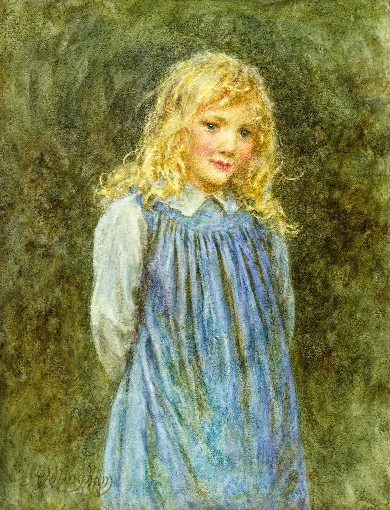 Detail of Young Girl in Blue by Helen Allingham