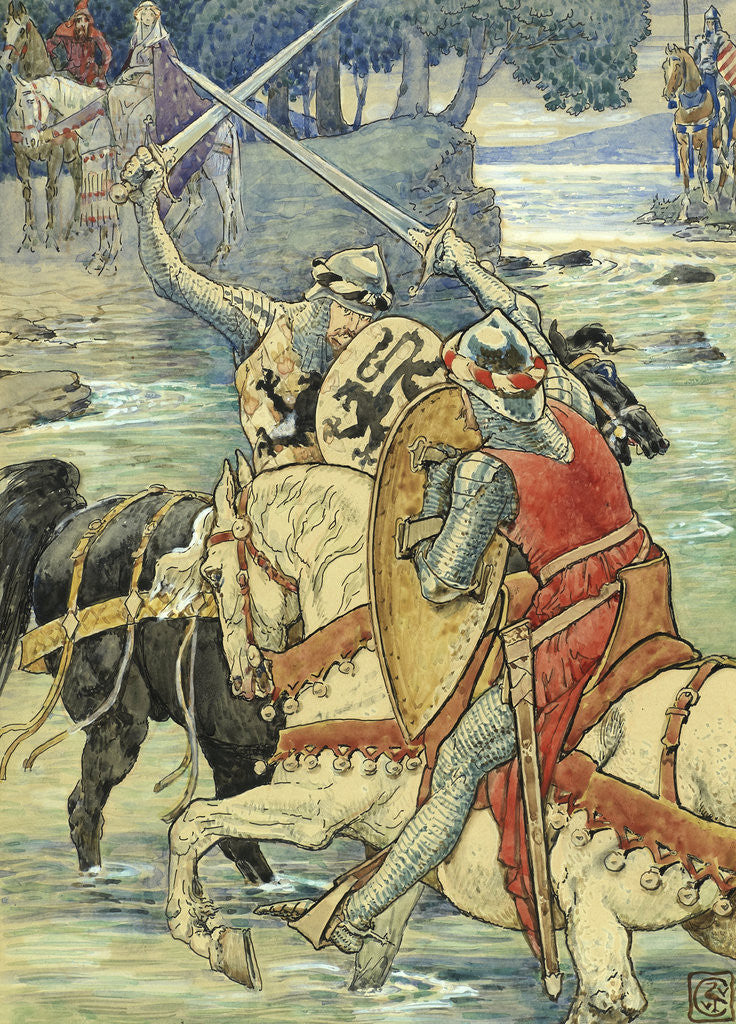 Detail of Beaumains Wins the Fight at the Ford by Walter Crane