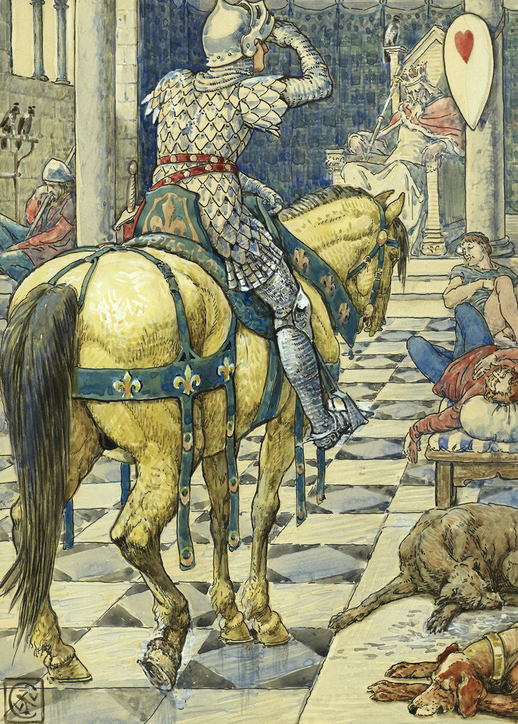 Detail of Perceval Obtains the Shield of the Breaking Heart by Walter Crane