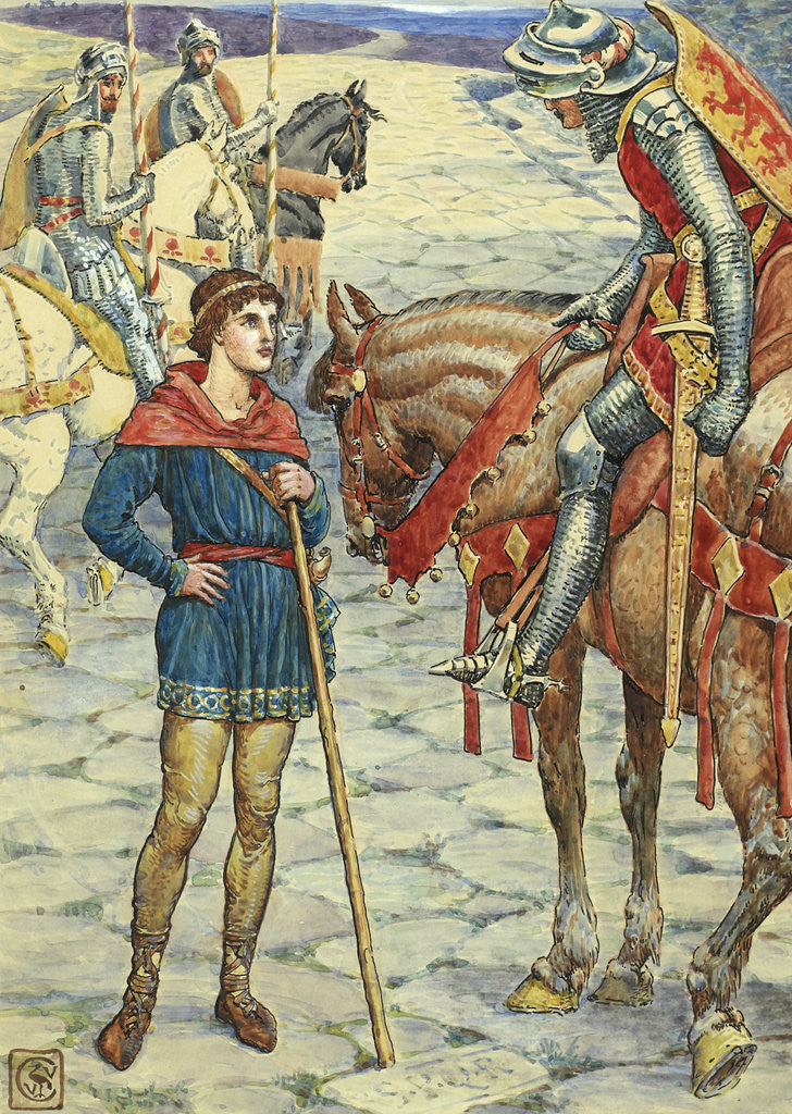 Detail of Young Percival Questions Sir Owen by Walter Crane