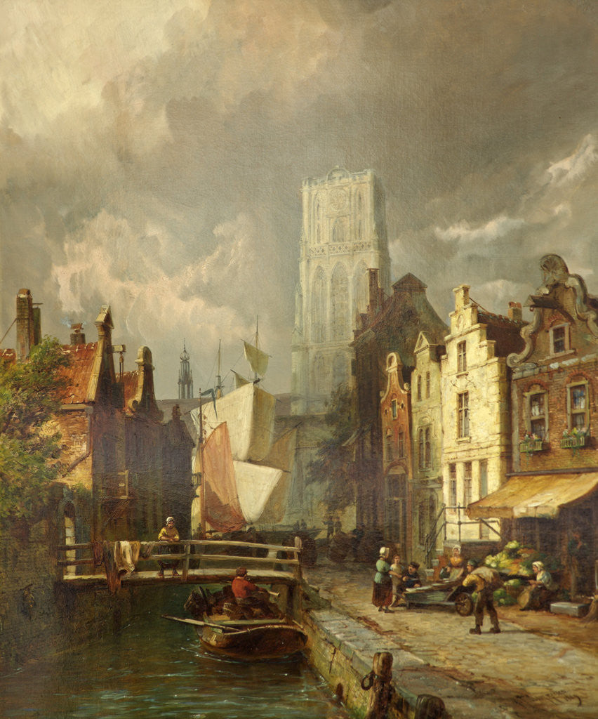 Detail of Scene in Rotterdam by Pieter Cornelis Dommershuijzen