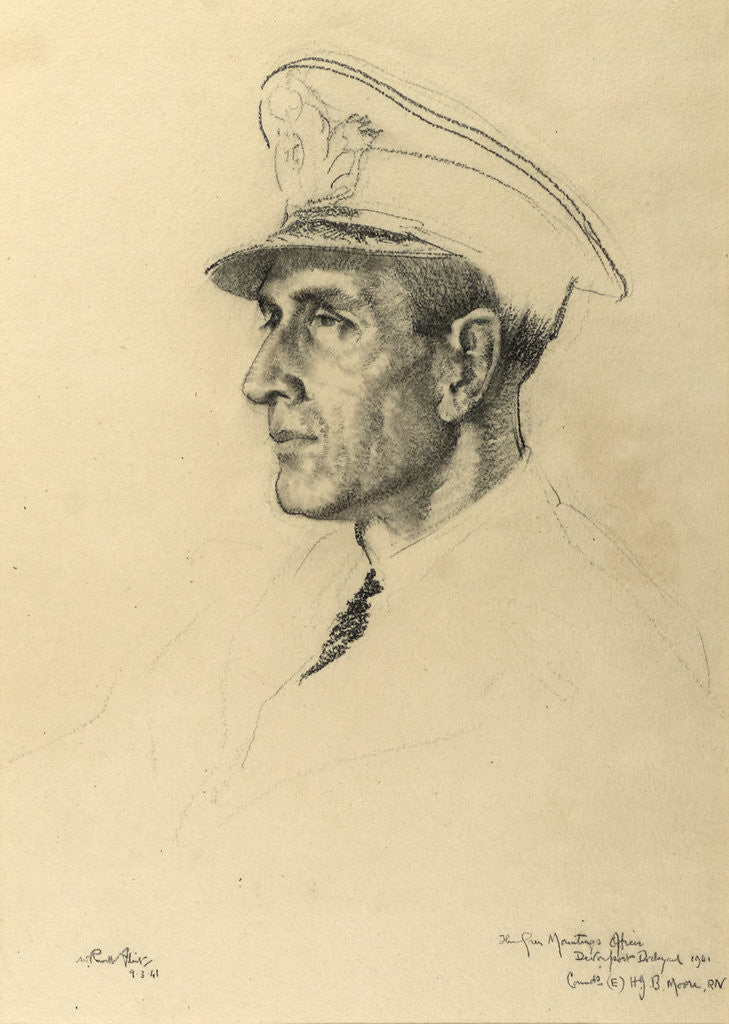 Detail of The Gun Mountings Officer Cmmdr (E) H.J.B. Moore R.N. by William Russell Flint
