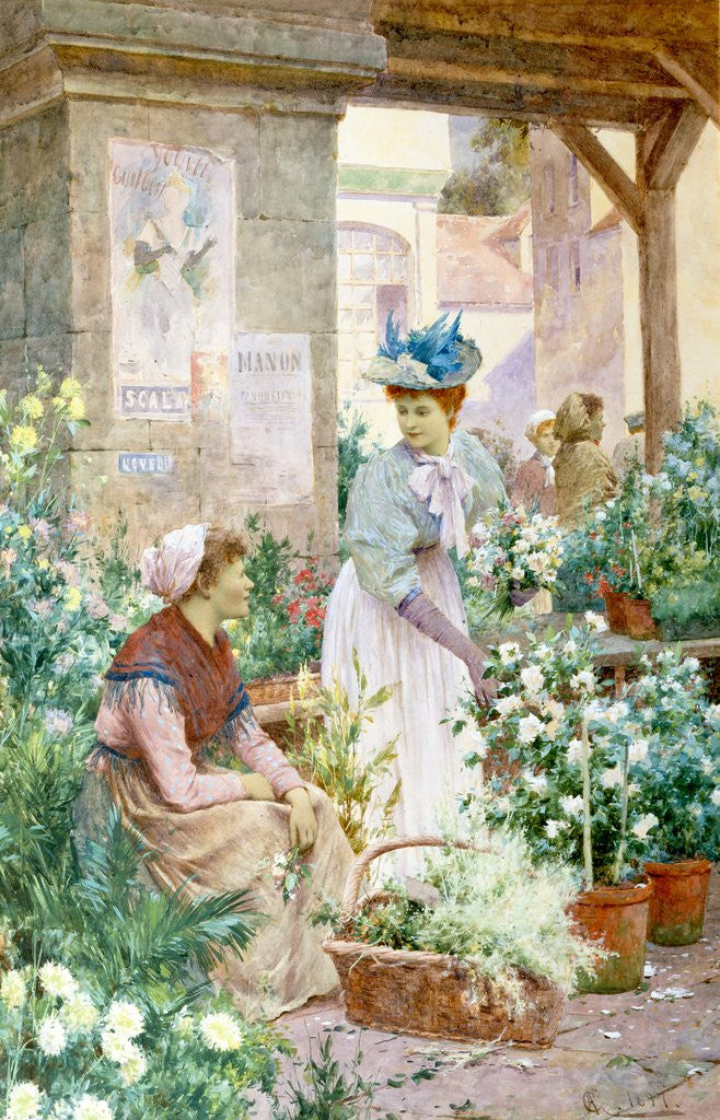 Detail of The Flower Market, Boulogne by Alfred Glendening Jnr