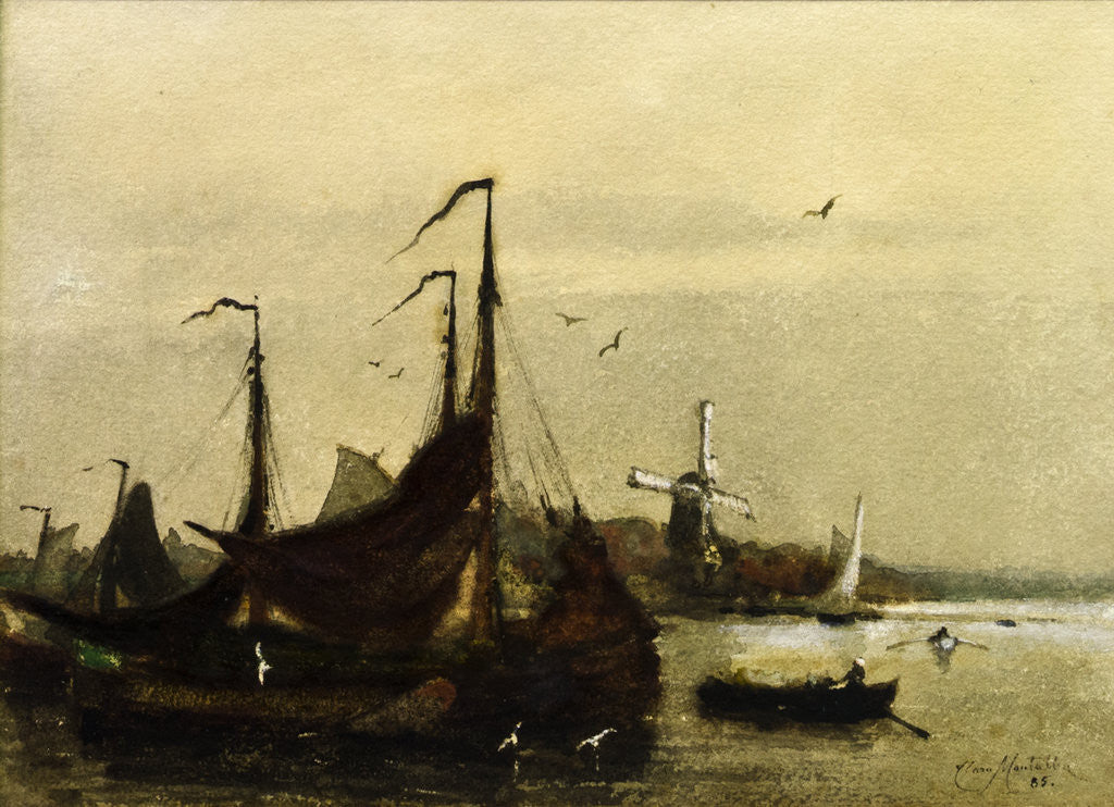 Detail of Dutch Scene or Scene in Holland, Dordrecht by Clara Montalba