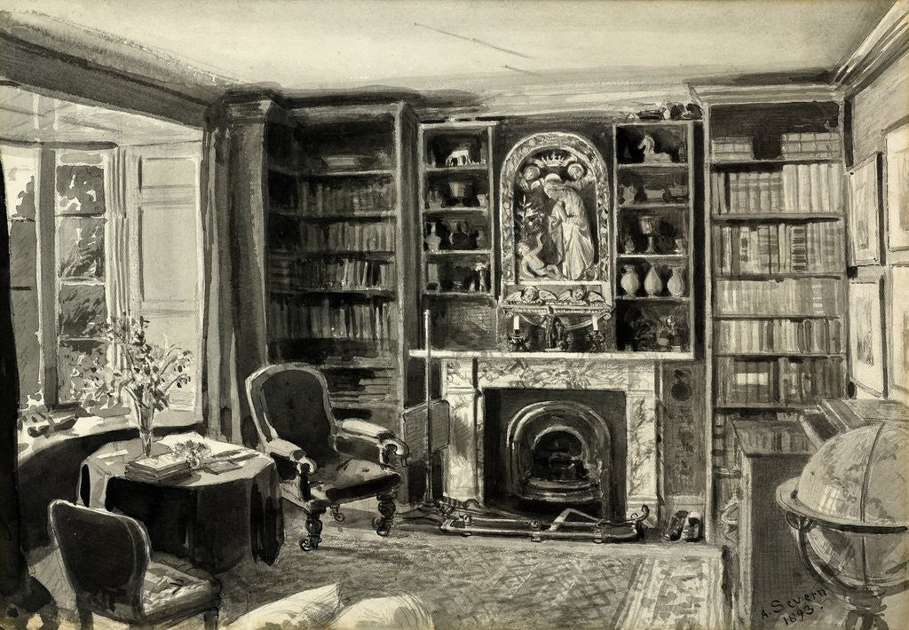 Detail of Interior of Ruskin's Study (Brantwood) by Joseph Arthur P. Severn