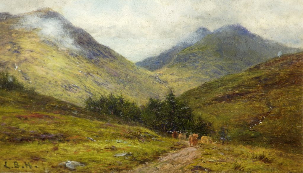 Detail of Cattle on a Highland Road by Louis Bosworth Hurt
