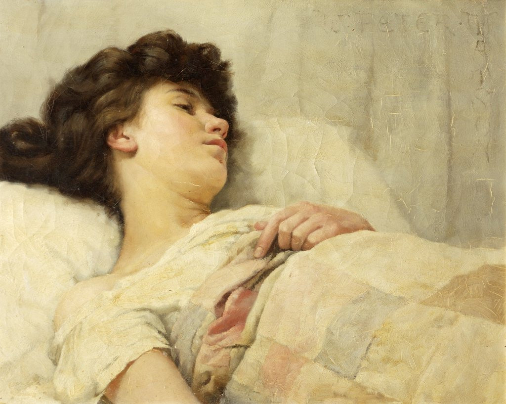 Detail of Asleep Under a Patchwork Quilt by William Peter Watson
