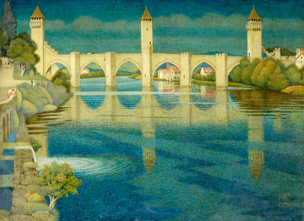 Detail of The Great Bridge at Cahors by Joseph Edward Southall