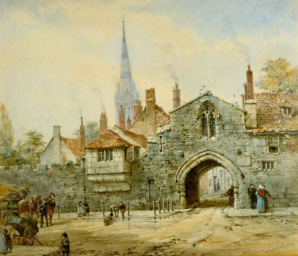 Detail of The Close, Salisbury by Louise Rayner
