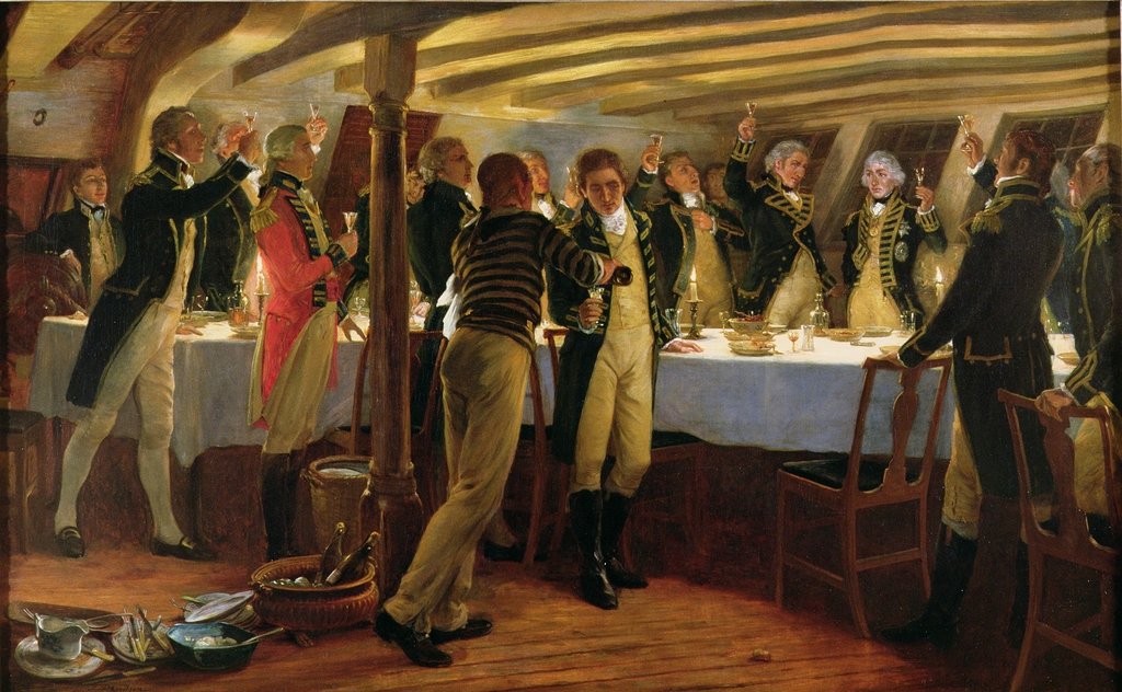 Detail of Admiral Nelson raising a toast to victory with his fellow officers the night before the Battle of Copenhagen, 1st April 1801, 1898 by Thomas Davidson