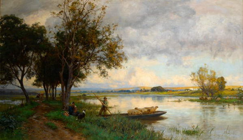 Detail of Autumn Floods at Bury, Sussex, c.1897 by Ernest Albert Waterlow