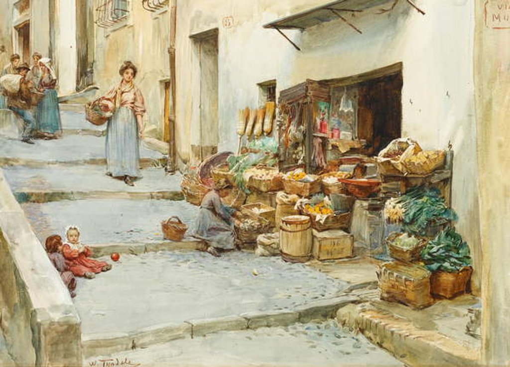 Detail of A Vegetable Shop in Italy by Walter Frederick Roofe Tyndale