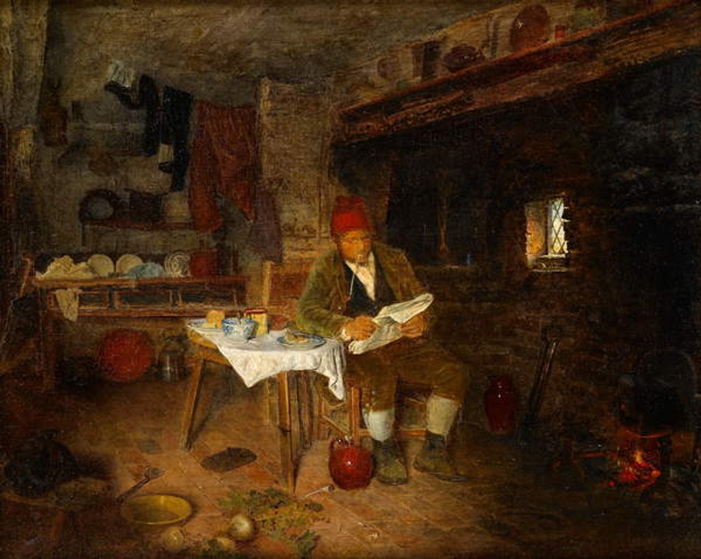 Detail of A Rustic Home: Reading the News, 1855 by George Hardy