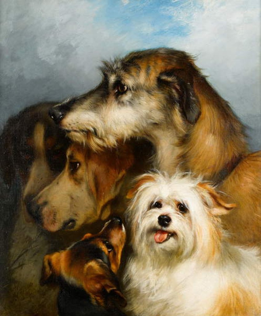 Detail of A Wolfhound and Sporting Companions, 1863 by Thomas Earl