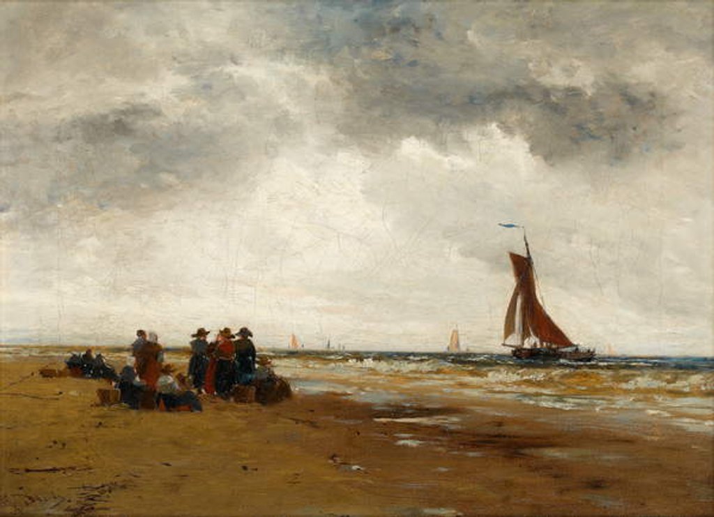 Detail of Waiting for the Fishing Boats Return, Holland by Thomas Bush Hardy