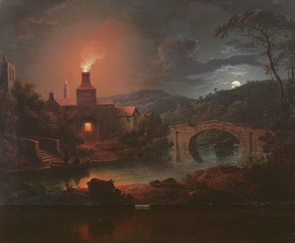 Detail of An Ironworks by Moonlight by Sebastian Pether