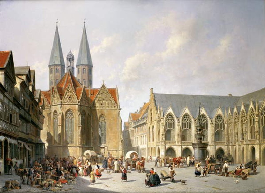 Detail of The Old Town Market Square, Brunswick, 1890 by Jacques Carabain