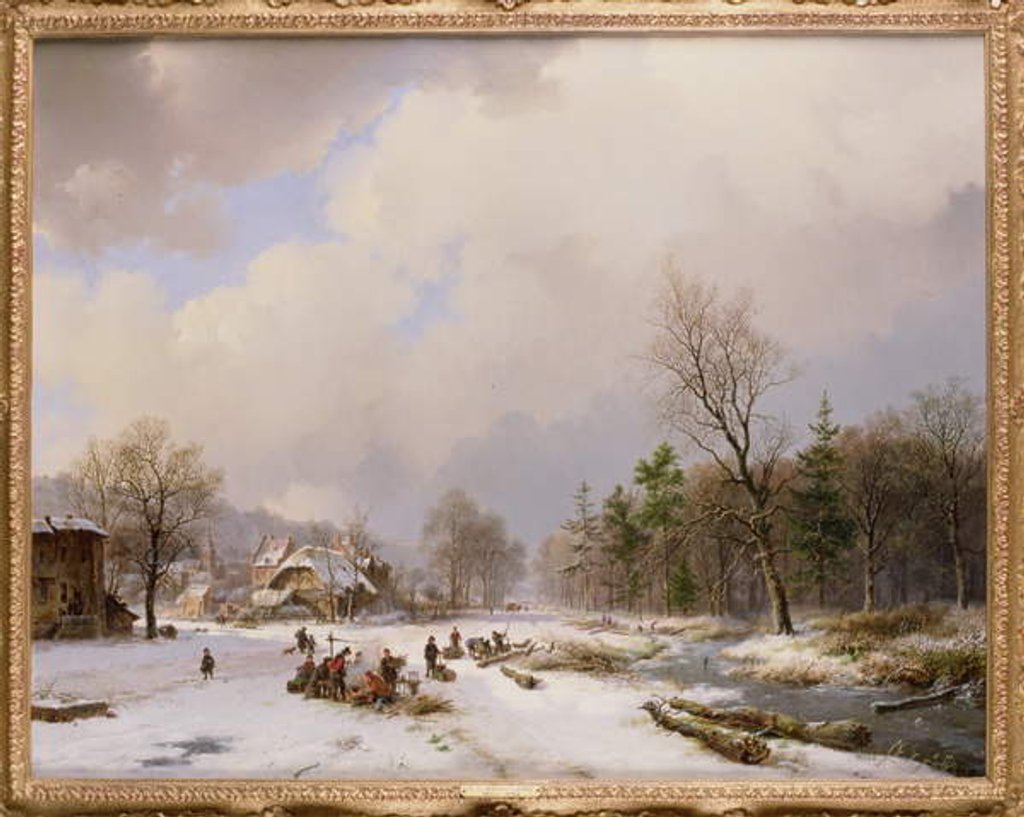 Detail of Winter Scene by Barend Cornelis Koekkoek