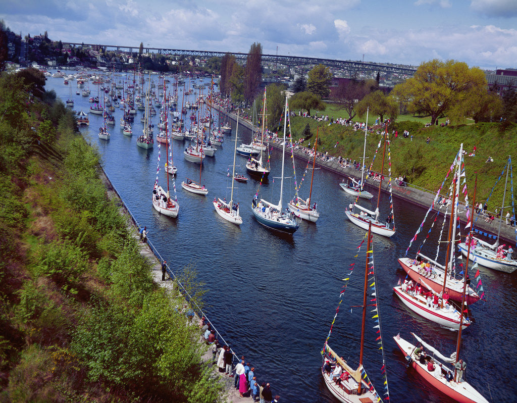 Detail of Sailboats in Opening Day Yacht Parade by Corbis