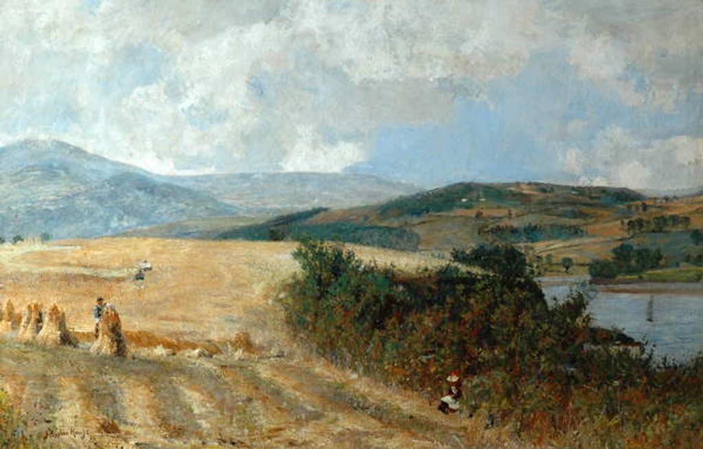 Detail of Harvest Time on the Conway River, c.1890 by John William Buxton Knight