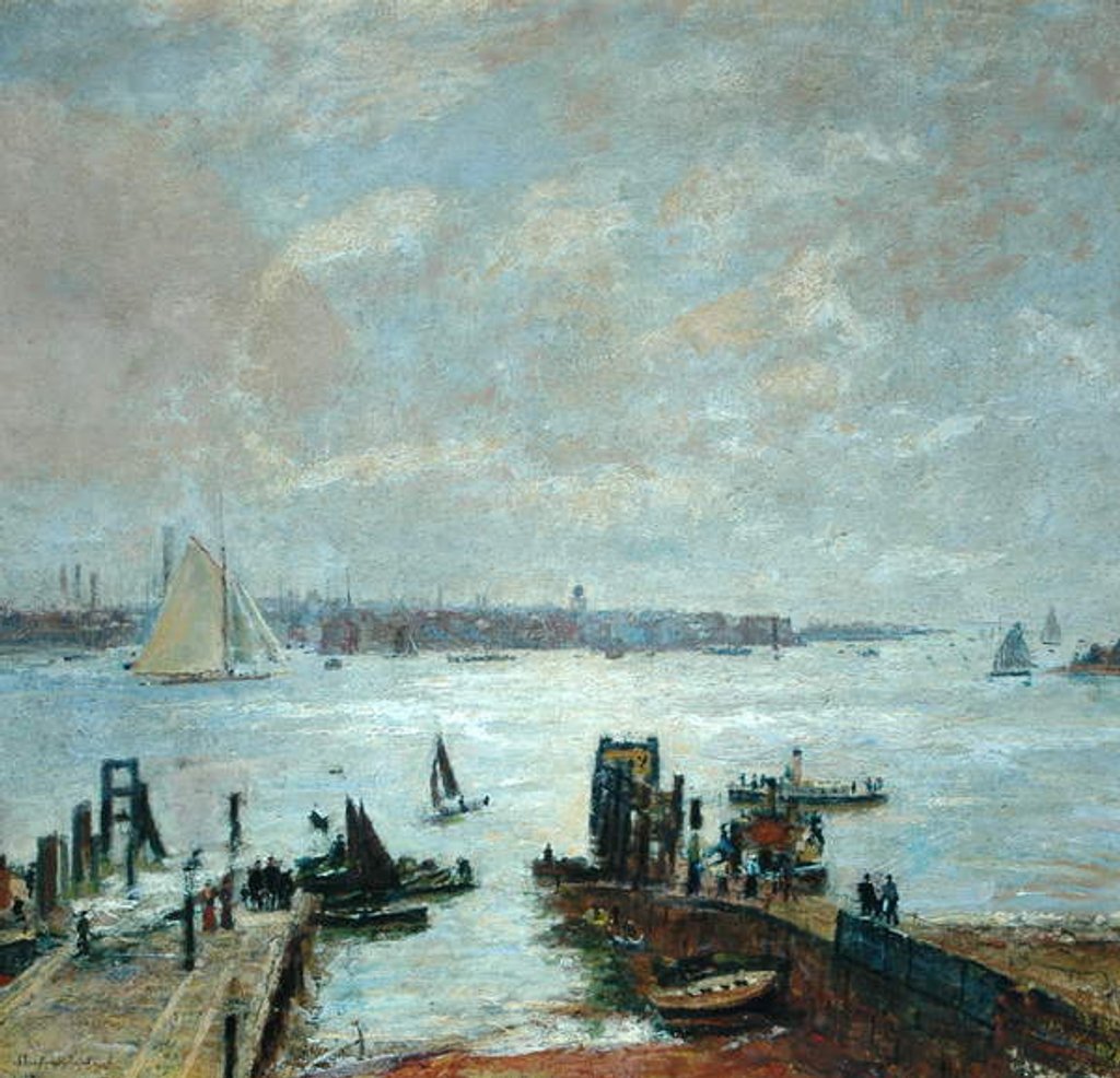 Detail of Portsmouth Harbour, 1907 by John William Buxton Knight