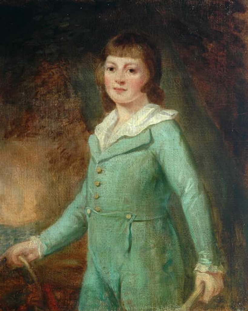 Detail of Portrait of a Boy in Green Dress by English School