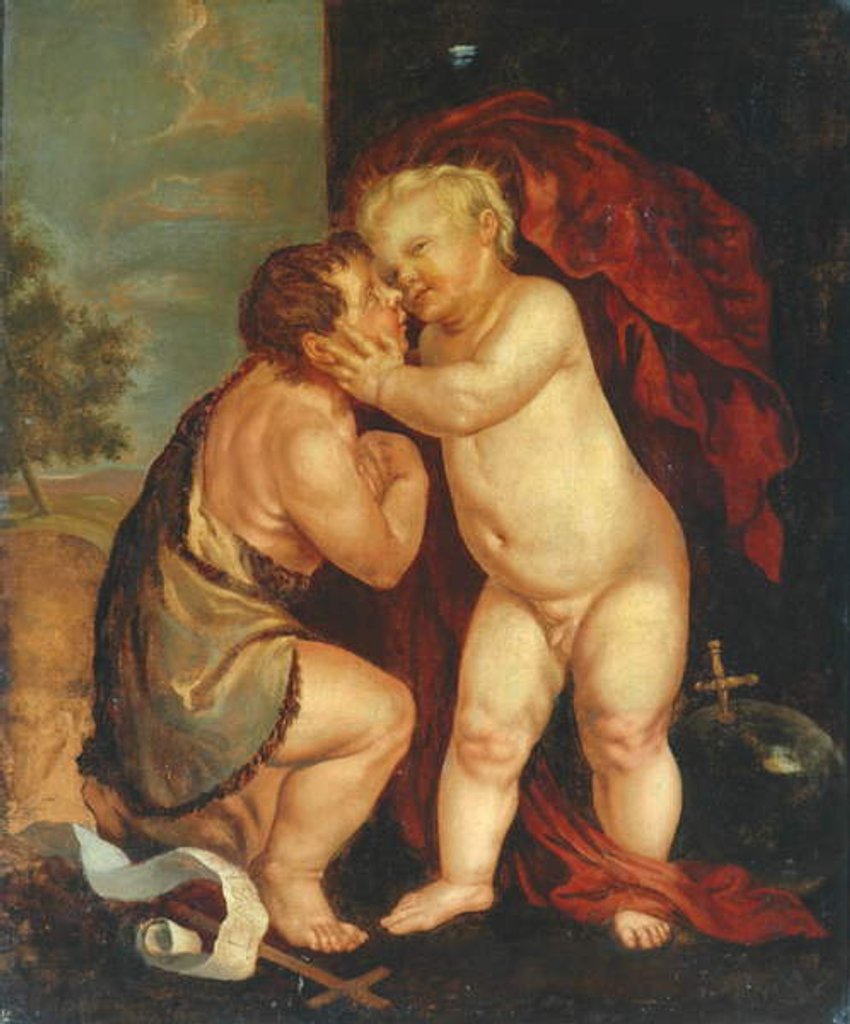 Detail of Baby Jesus and John the Baptist by English School