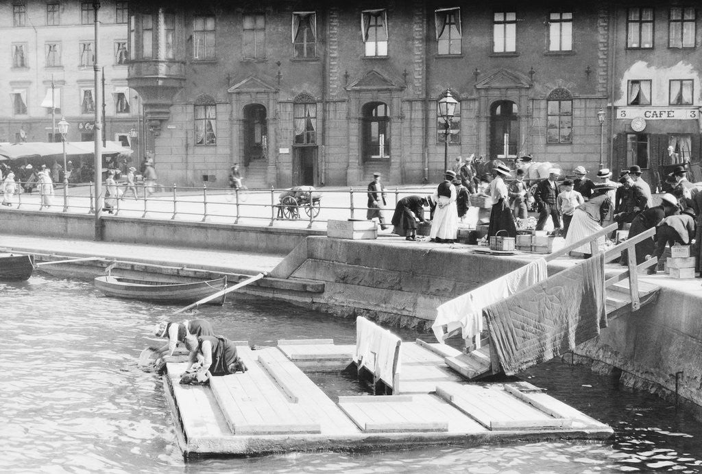 Detail of Women Washing Clothes in Canal by Anonymous
