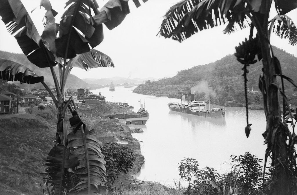 Detail of Ships in the Panama Canal by Anonymous