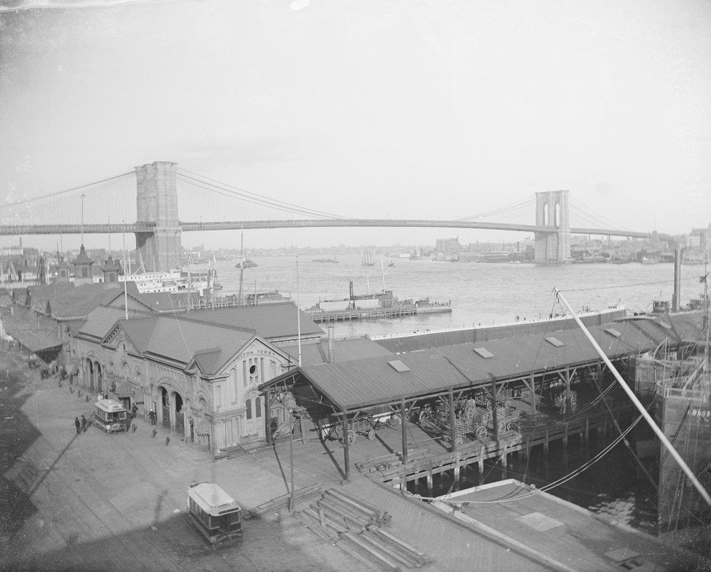 Detail of View of the Brooklyn Bridge by Anonymous