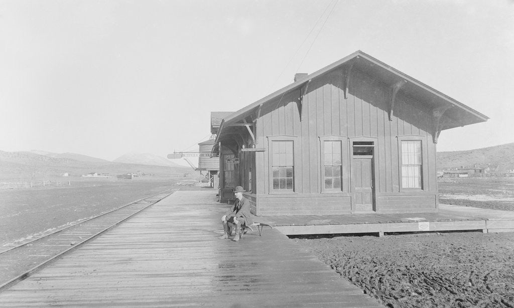 Detail of Man Waiting at Railroad Station by Anonymous