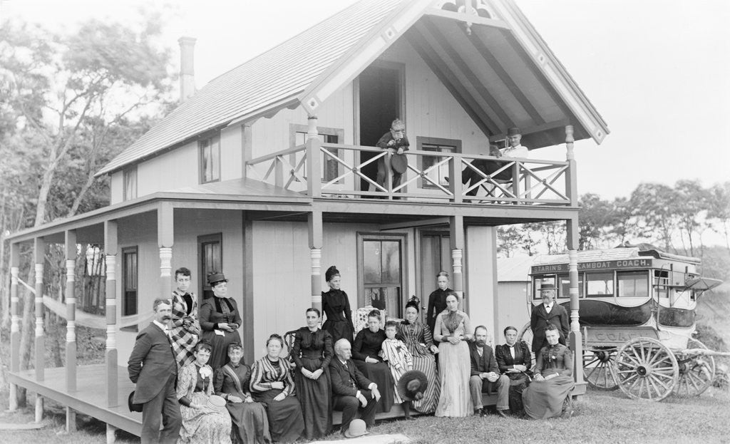 Detail of Men and Women Outside a Boarding House by Anonymous