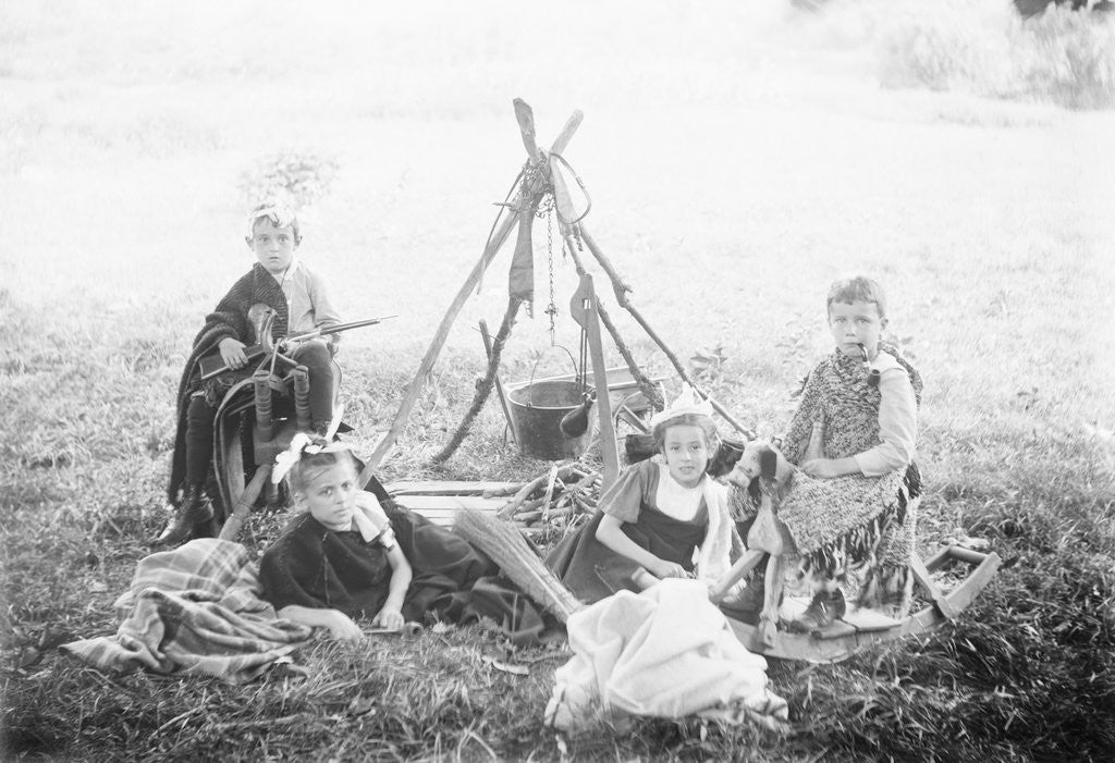 Detail of Children Playing Being Indians by Anonymous