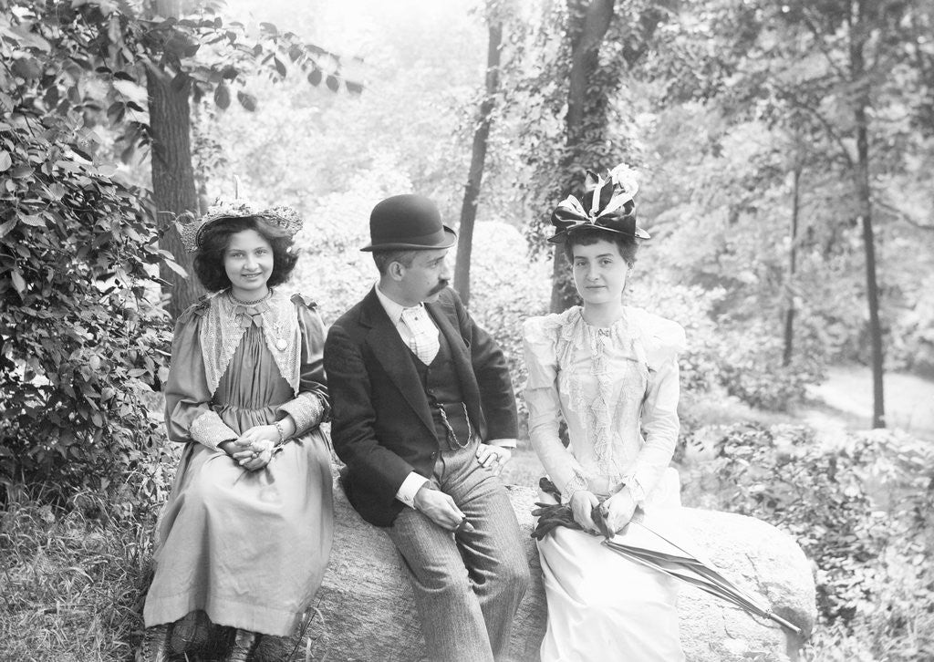 Detail of A Man with Two Women in Central Park by Corbis