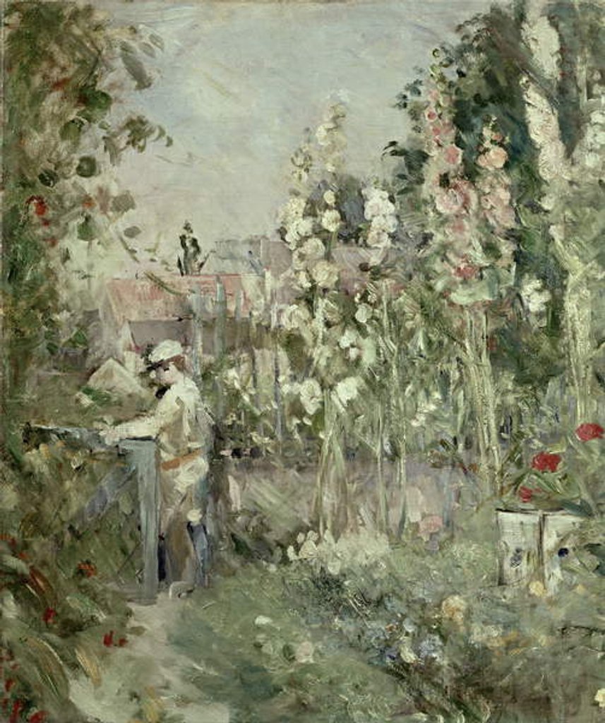 Detail of Young Boy in the Hollyhocks by Berthe Morisot