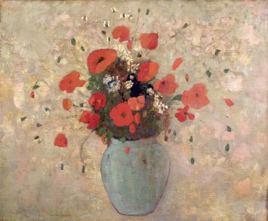 Detail of Vase of Poppies by Odilon Redon