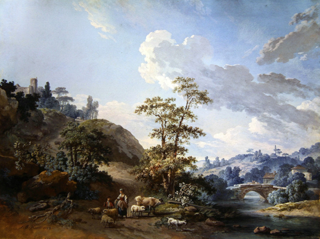 Detail of Bridge in a valley, 1778 by Jean-Baptiste Huet