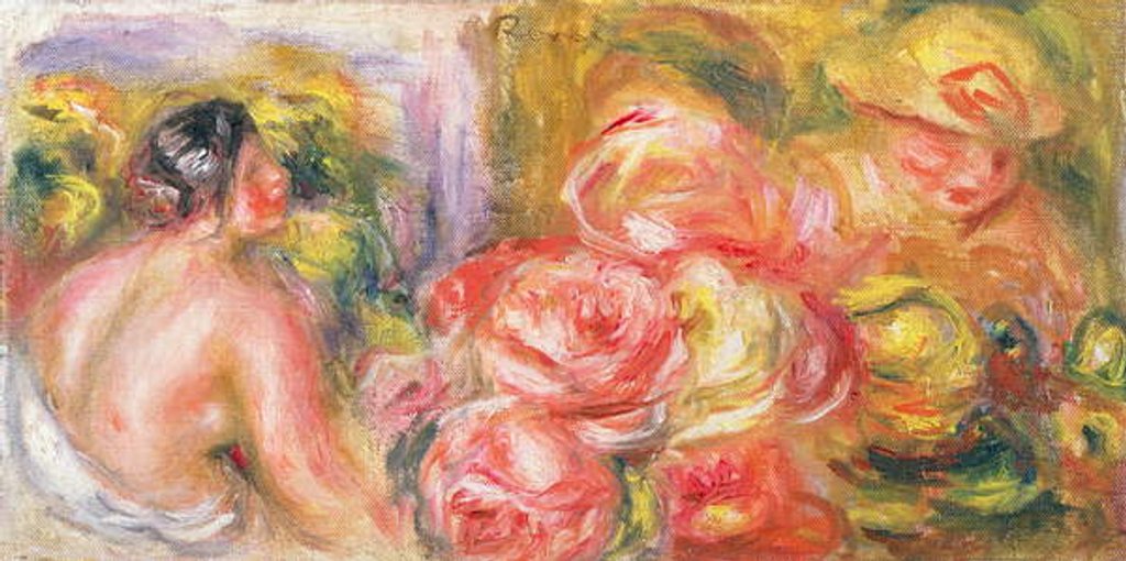 Detail of Nude Girl with Hat and Roses, 1916 by Pierre Auguste Renoir
