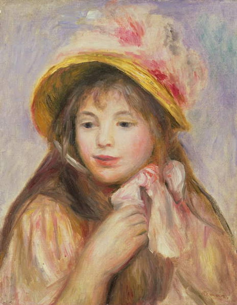 Detail of Girl with Pink Bonnet, c.1890 by Pierre Auguste Renoir