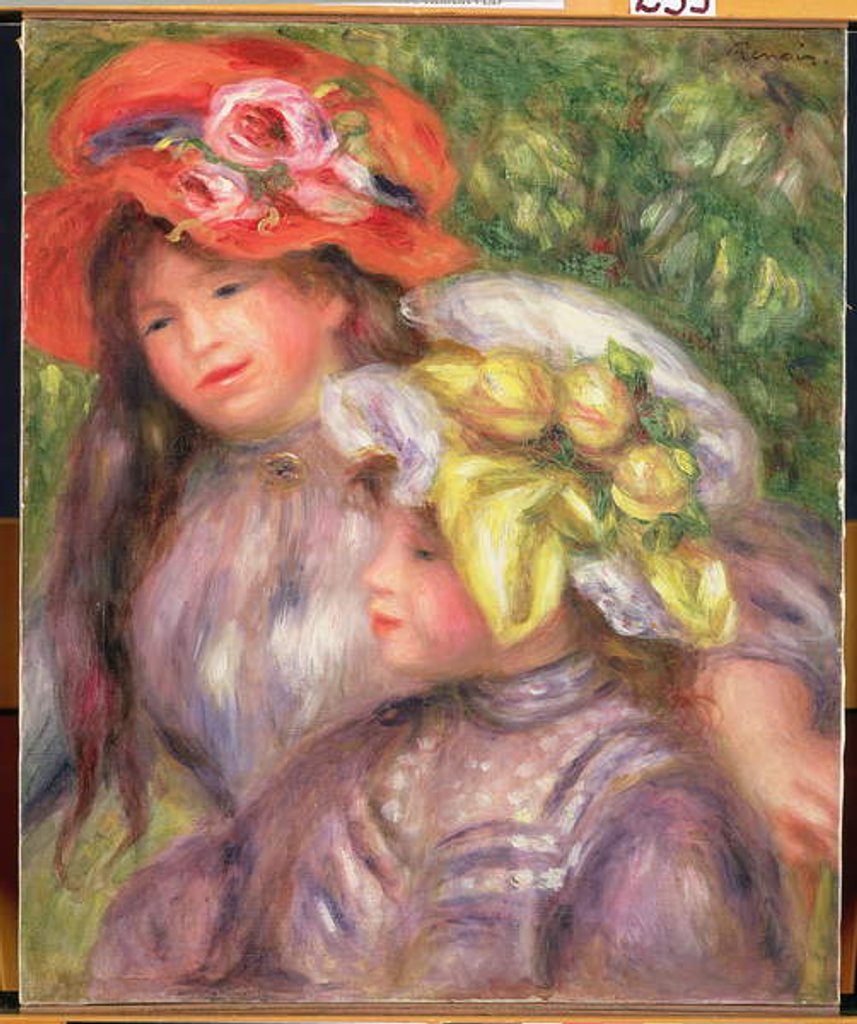 Detail of Heads of Two Girls with Hats, c.1910 by Pierre Auguste Renoir
