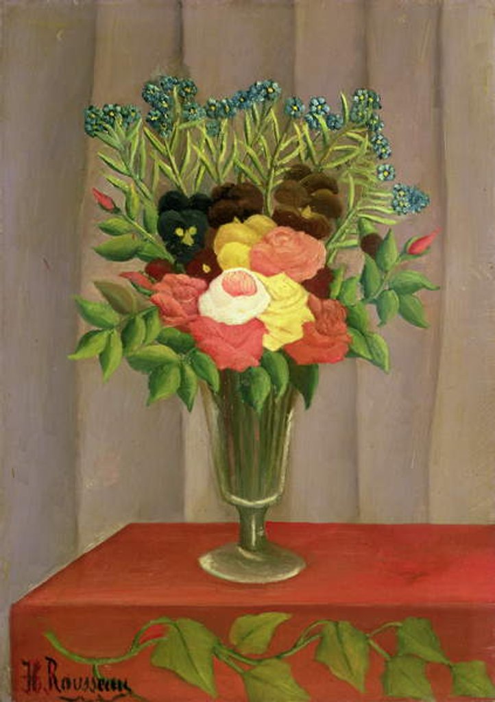 Detail of Flowers with a Lavender Background by Henri J.F. Rousseau